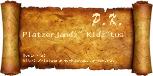 Platzerjanó Klétus névjegykártya